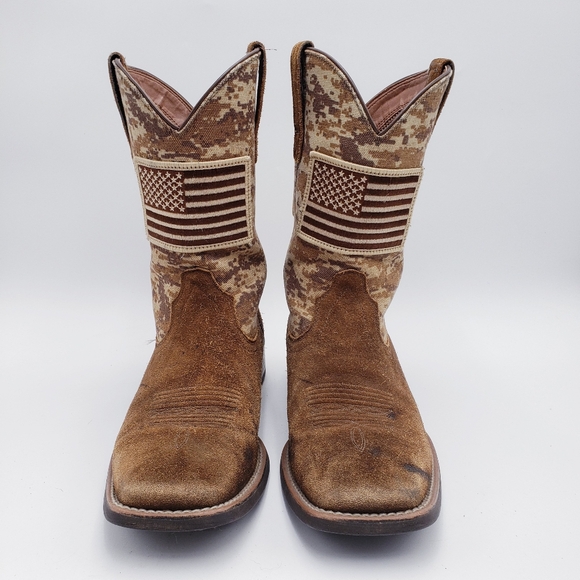 Ariat Men's Sport Patriot Western Antique Mocha Suede Square Toe Size 8.5 D - Picture 2 of 15